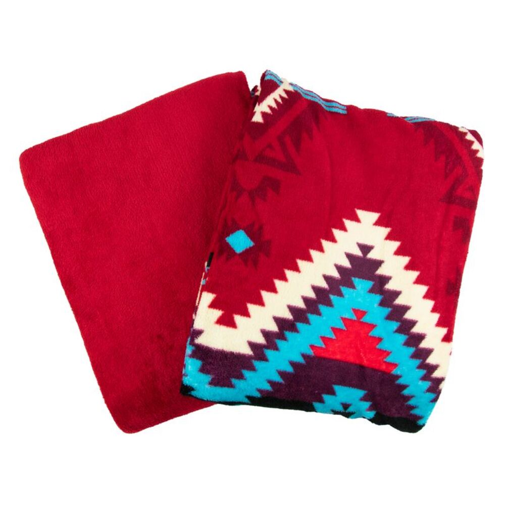 Canyon Sky Southwestern Inspired Throw Blanket Set in Burgundy and Red